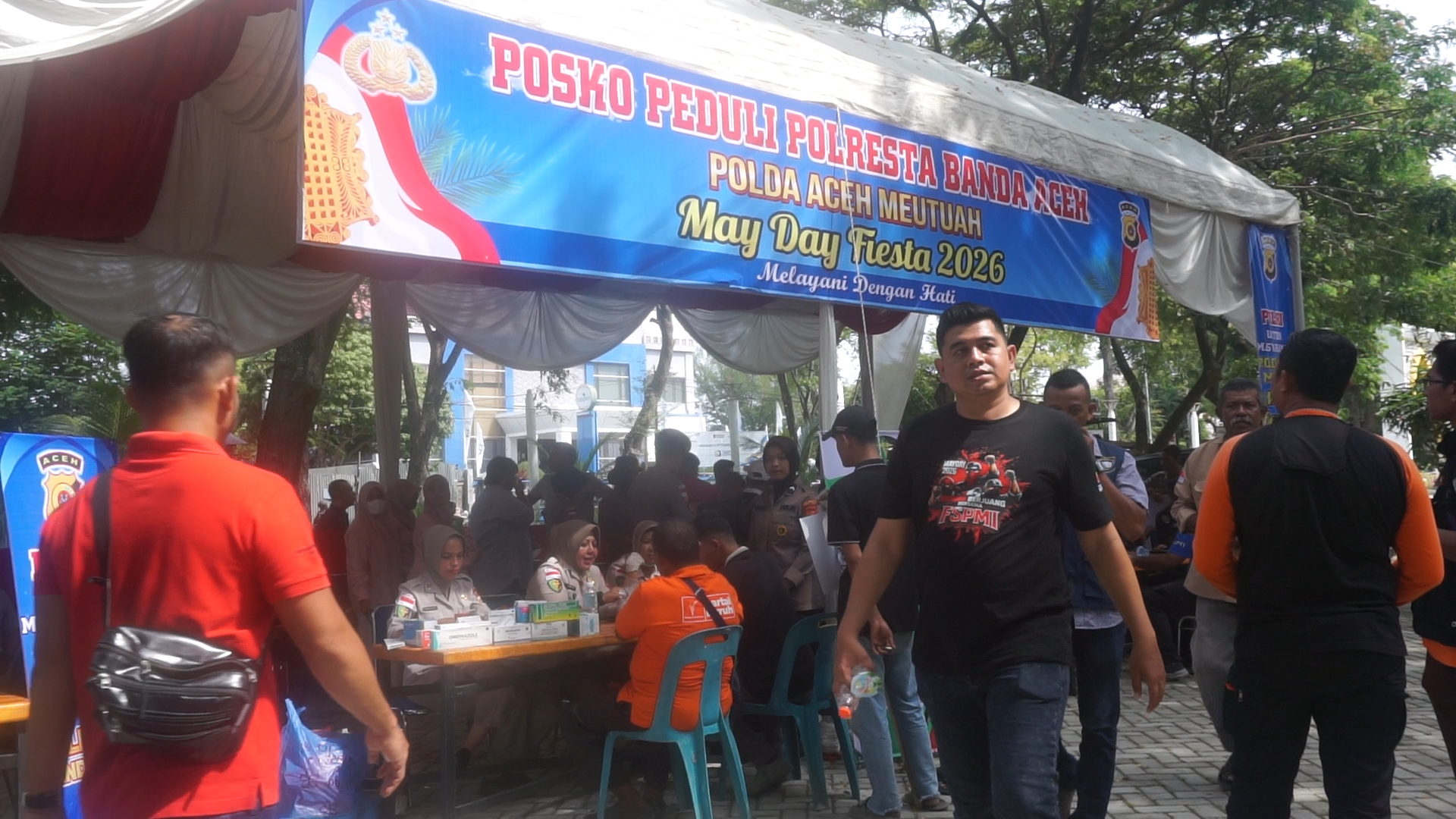 Berikan Pelayanan Saat May Day, Polresta Banda Aceh Dirikan Posko Kepedulian - Tribratanews Polresta Banda Aceh