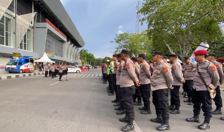 Jelang laga Persiraja Vs Adyaksa Banten Polresta Banda Aceh Gelar Apel Pengamanan