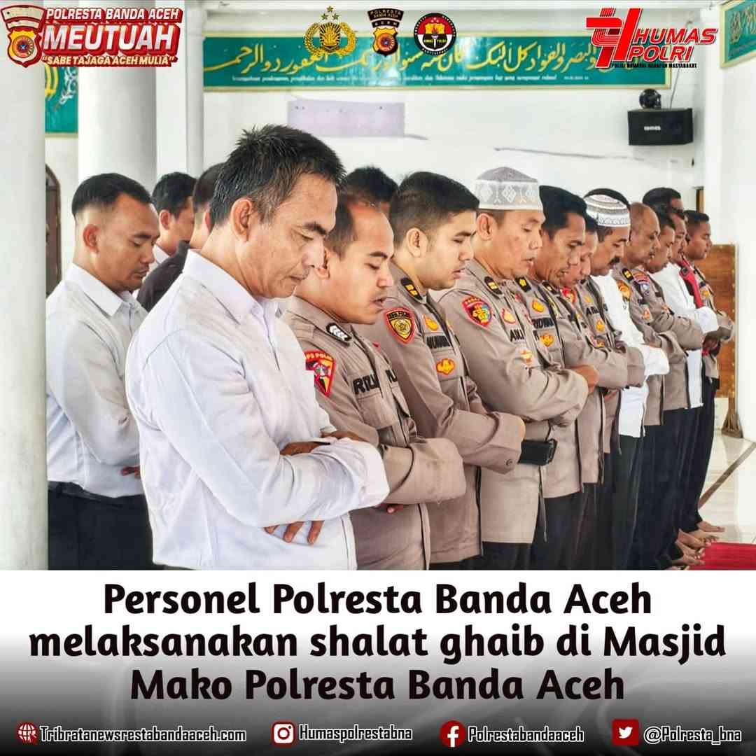 Do’akan Korban Bencana Alam Sumut, Sumbar dan Aceh, Polresta Banda Aceh Gelar Sholat Ghaib Berjamaah