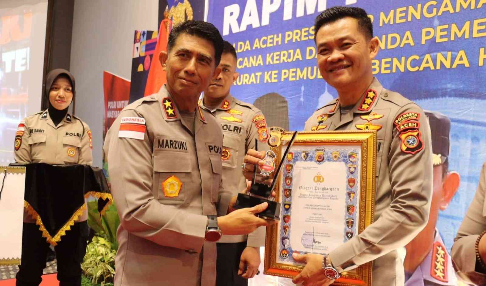 Polresta Banda Aceh Terima Penghargaan Saat Rapim Polda Aceh 2026 - Tribratanews Polresta Banda Aceh