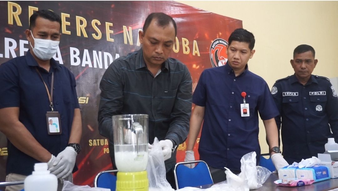 Polresta Banda Aceh Musnahkan Barang Bukti Hampir 2 Kilogram Narkotika Jenis Sabu