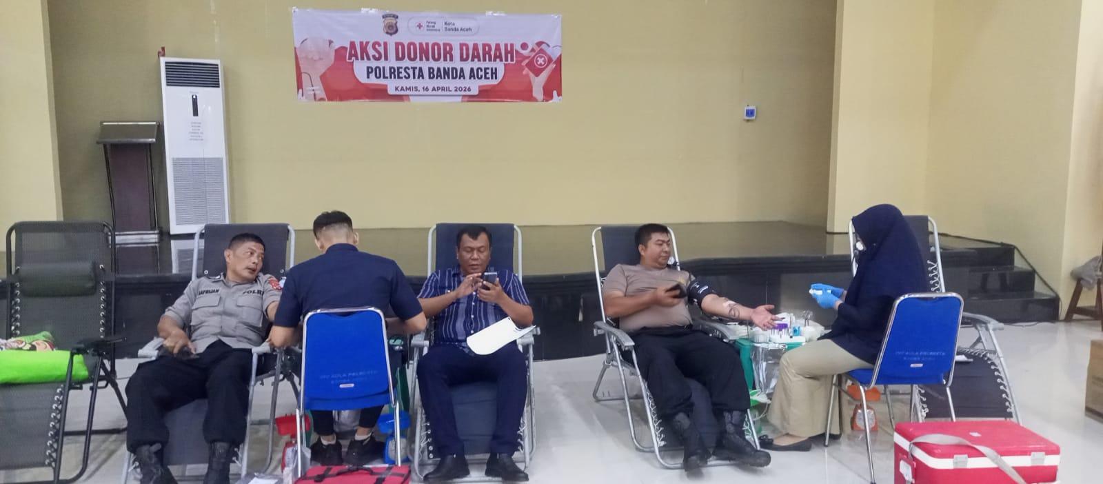 Polresta Banda Aceh Gelar Donor Sambut Hari Bhayangkara Ke- 80 Kumpulkan Darah 36 Kantong
