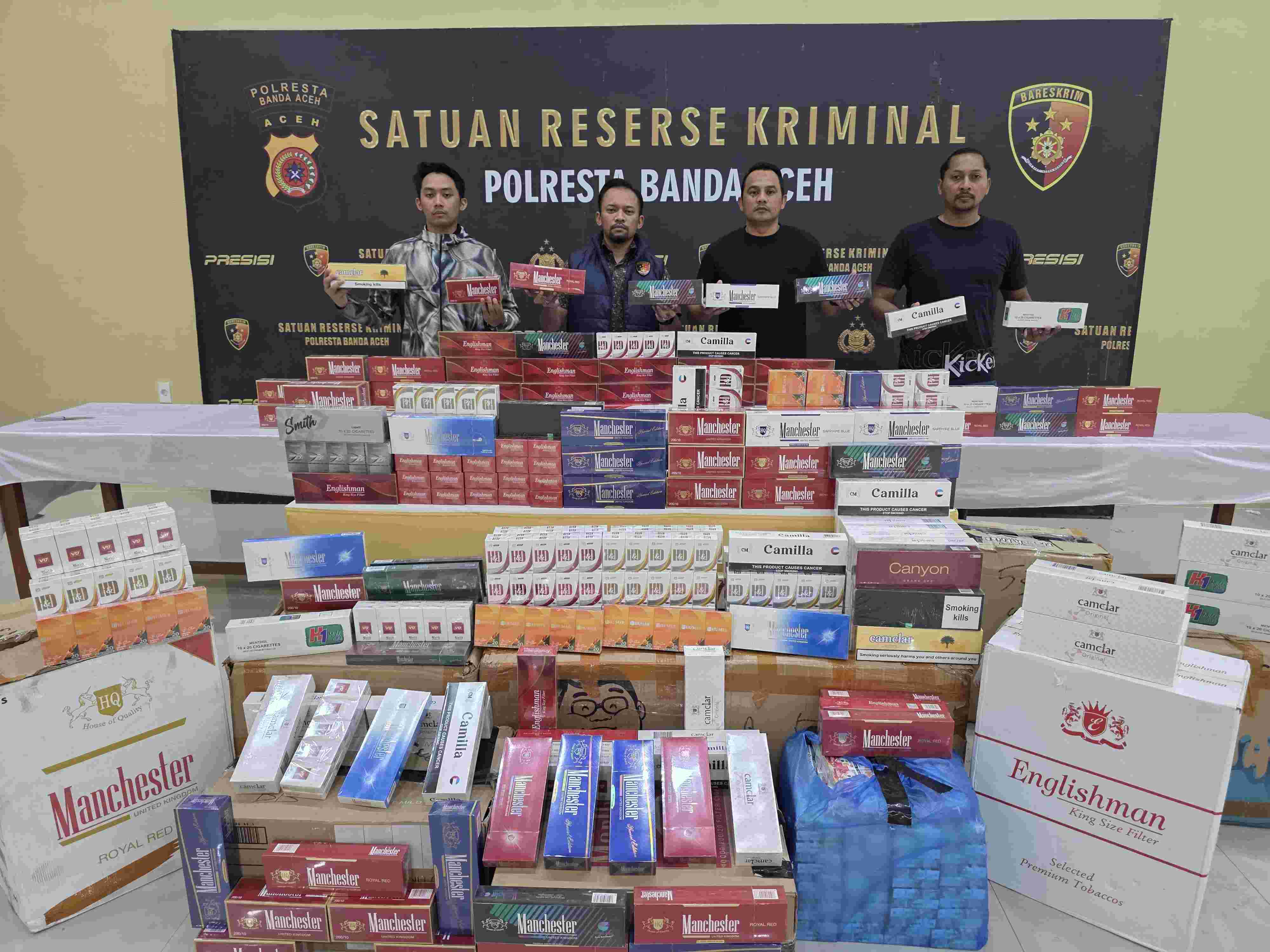 Polresta Banda Aceh Sita 70 Ribu Batang Rokok Ilegal Dari Mahasiswa Asal Bireuen