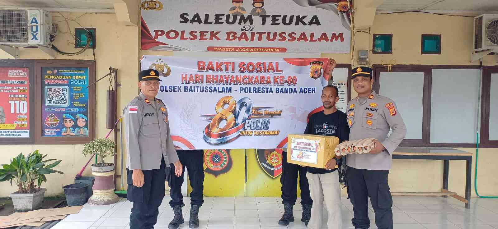 Semarak HUT Bhayangkara ke-80, Polsek Baitussalam Gelar Bakti Sosial untuk Masyarakat