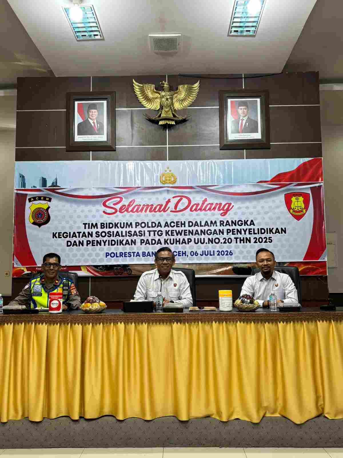 Bidkum Polda Aceh Sosialisasikan Kewenangan Penyelidikan dan Penyidikan dalam KUHAP Baru di Polresta