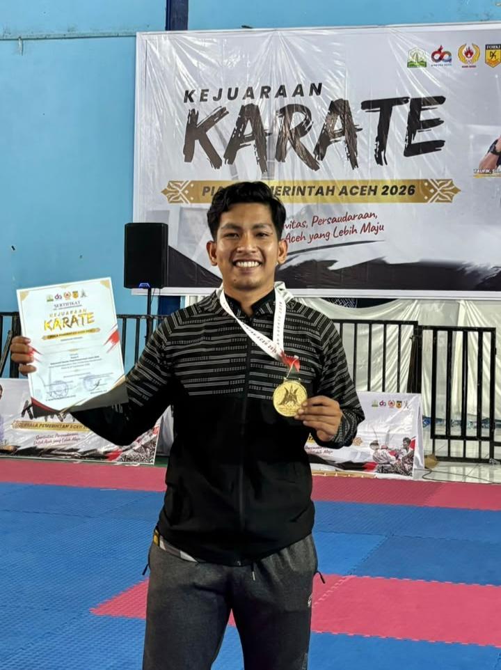 Personel Satlantas Polresta Banda Aceh Ukir Prestasi, Bripda Rizky Raih Emas Karate