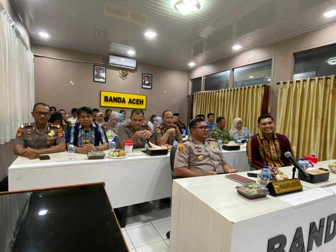 Forkopimda Banda Aceh Bersama Pegiat Antinarkoba Ikuti Zoom Meeting Kapolri di Polresta